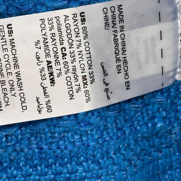 Chicos 1 Womens Blue Textured Open Front cardigan Jacket Size Medium cotton - Picture 4 of 15